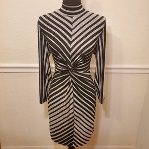 Stilletos Black & Grey Dress with twist front
